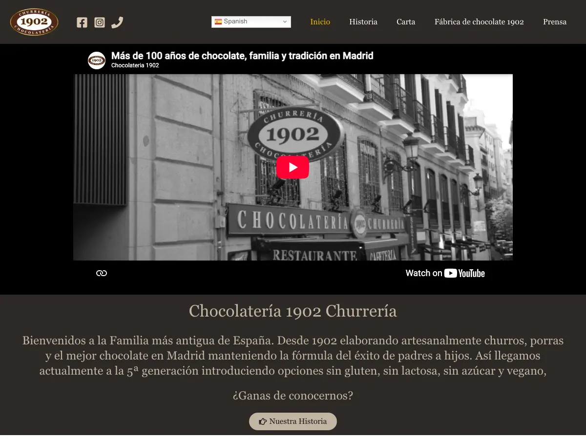 Churrería Chocolateria 1902's website