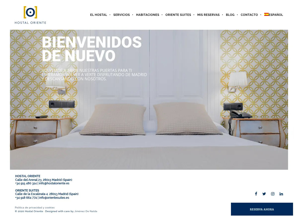 Hostal Oriente's website