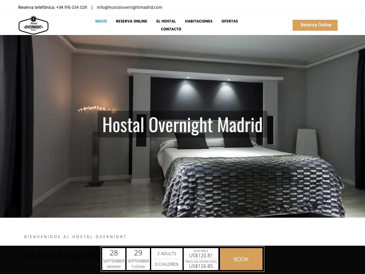 Hostal Overnight's website