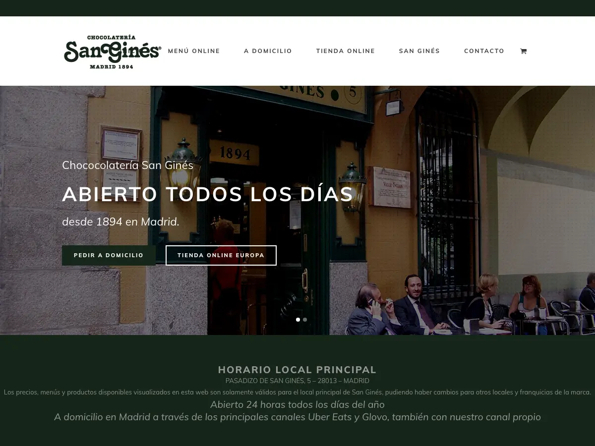 Chocolatería San Ginés's website