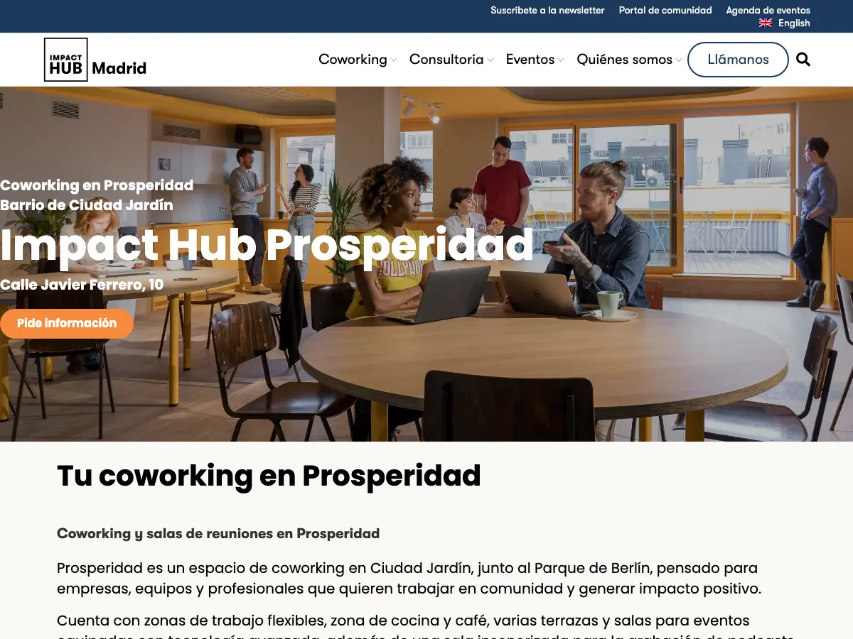 Coworking - Impact Hub en Prosperidad's website