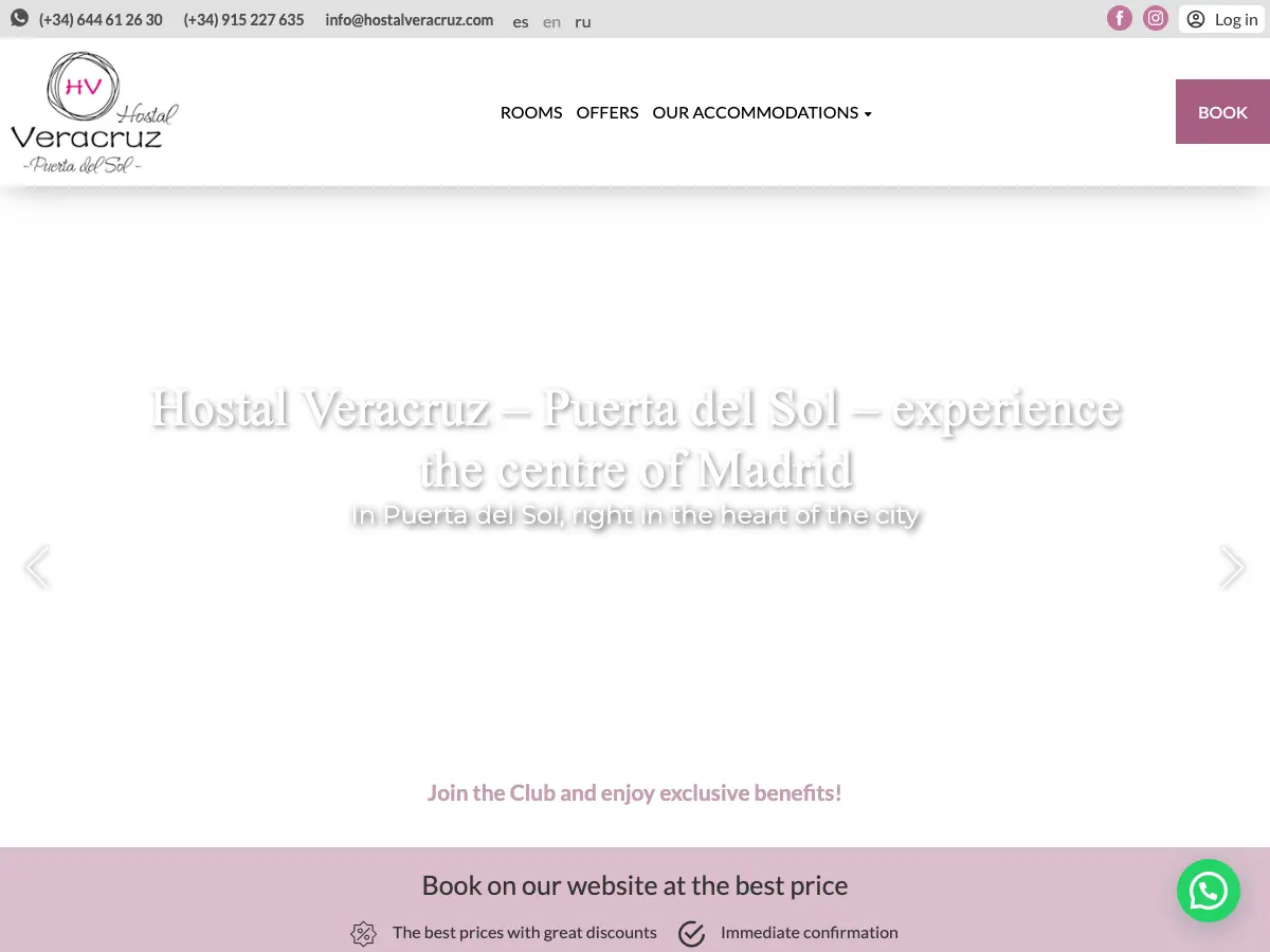 Hostal Veracruz's website