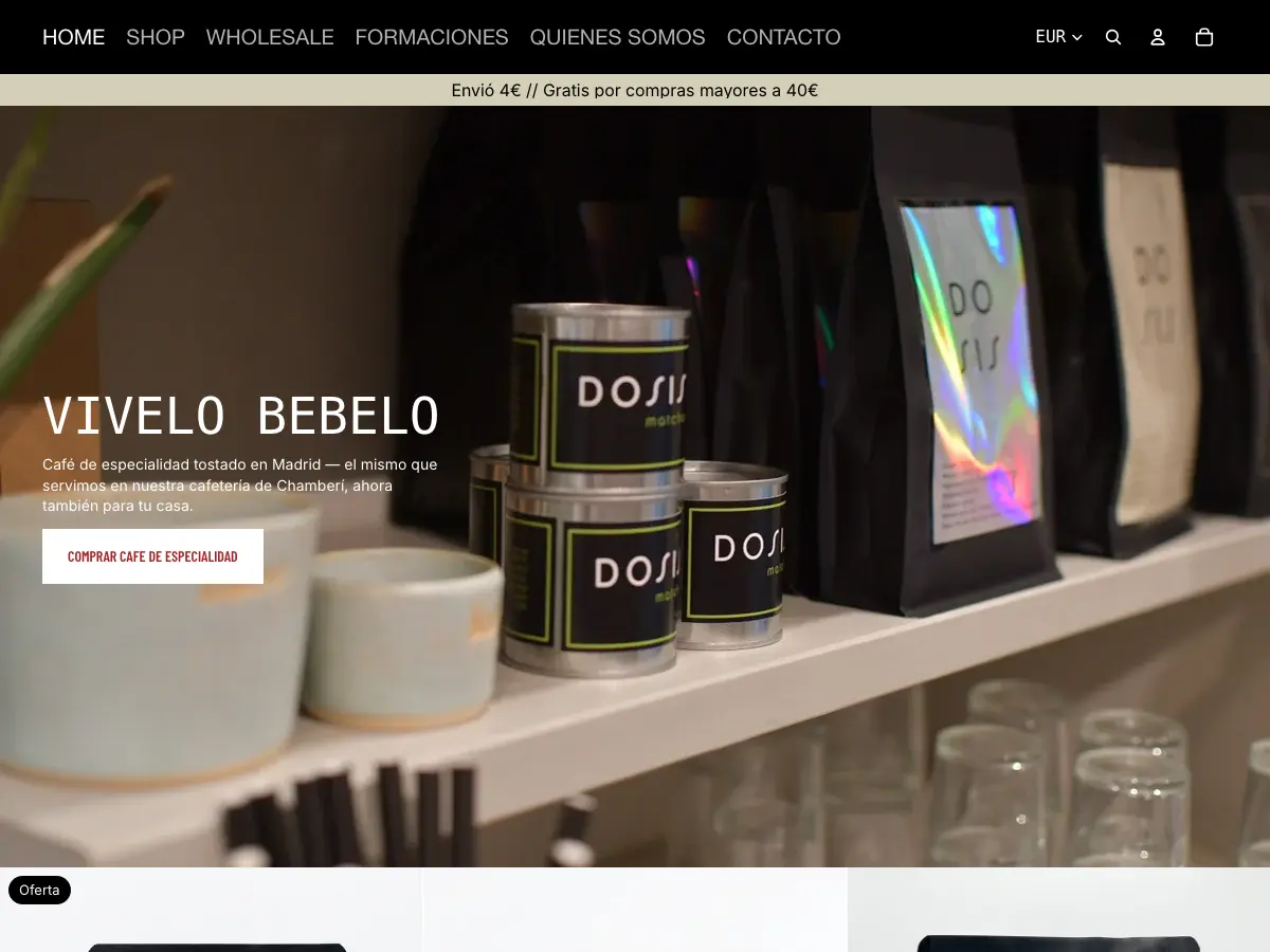 Dosis Cafe's website