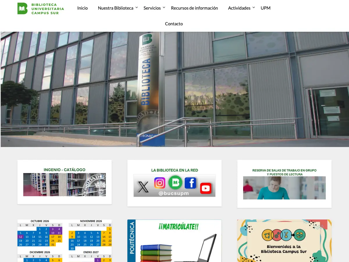 Bibioteca Universitaria Campus Sur's website
