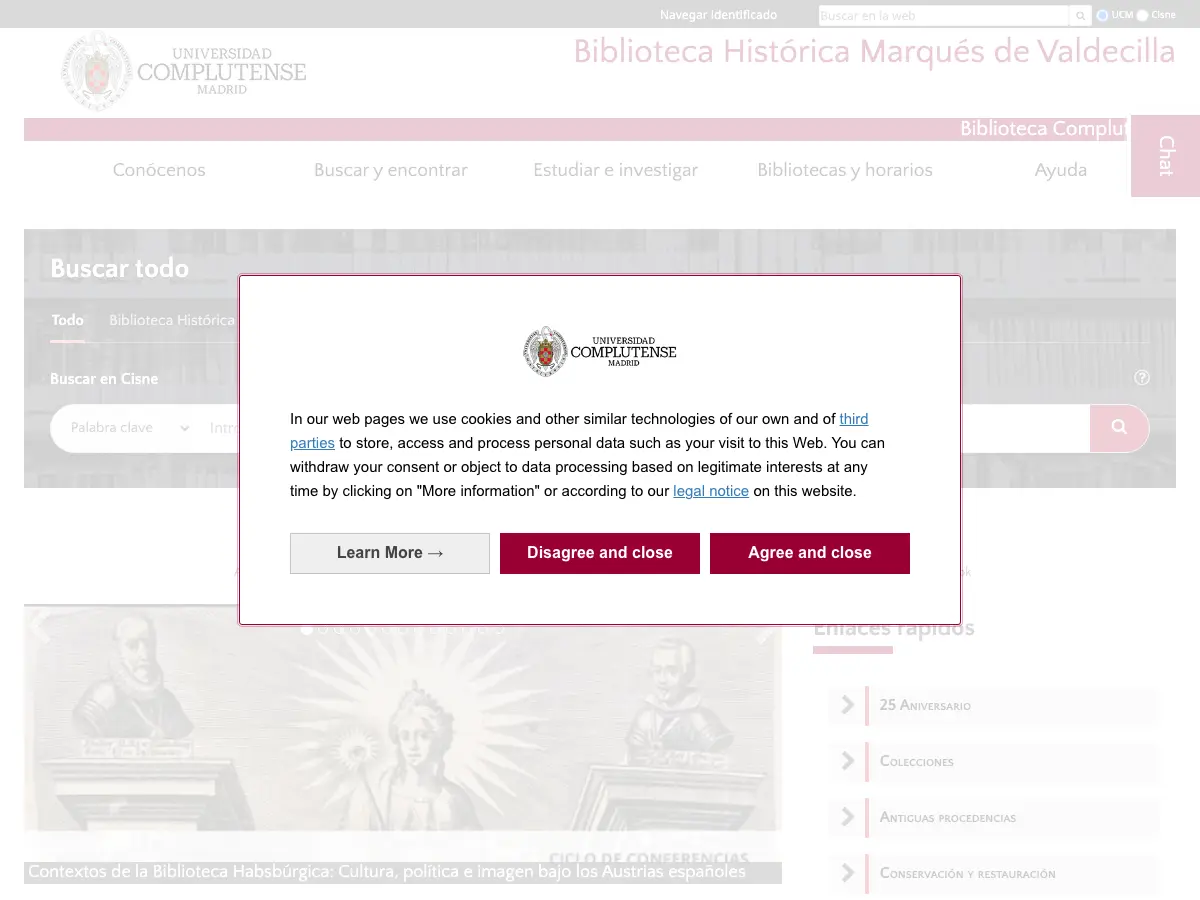 Biblioteca Histórica Marqués de Valdecilla's website