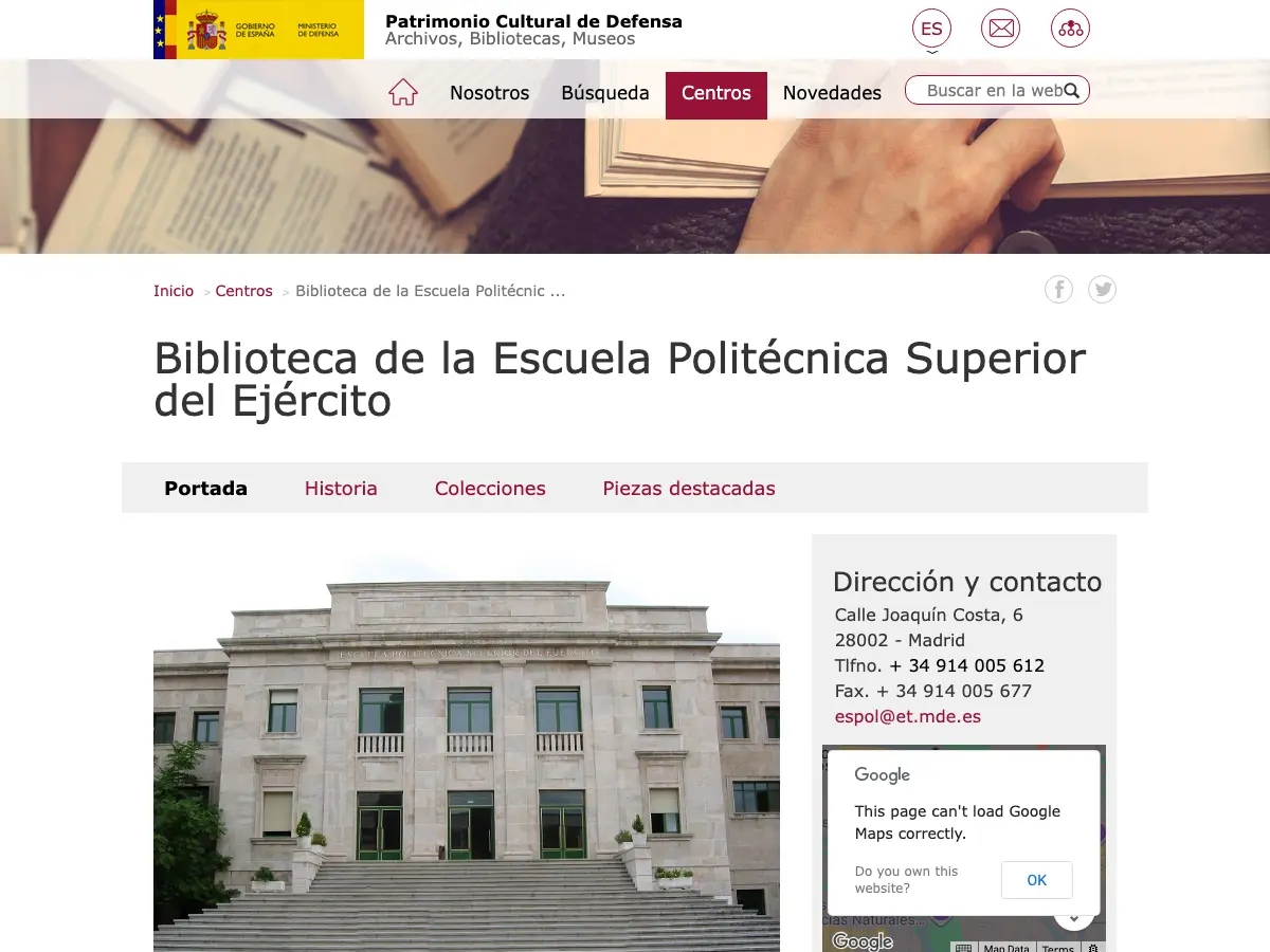 Biblioteca de la Escuela Politécnica Superior del Ejército's website