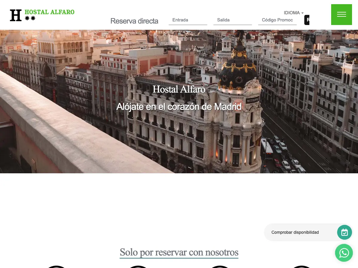 Hostal Alfaro's website