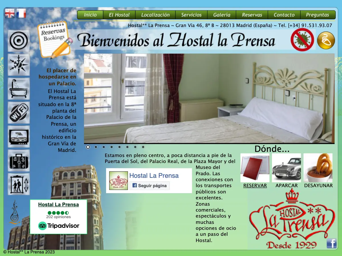 Hostal La Prensa's website