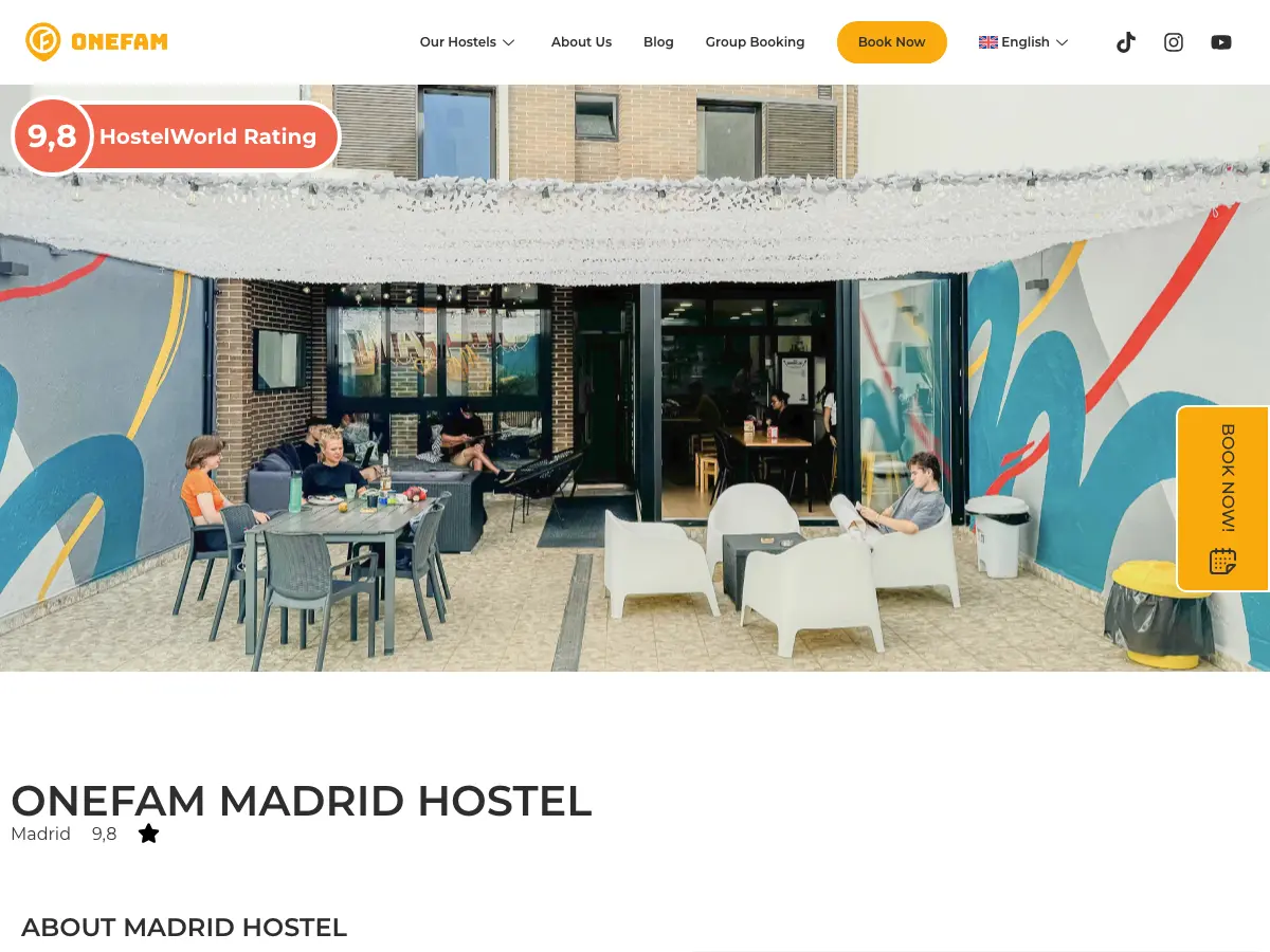 Onefam Madrid Hostel's website