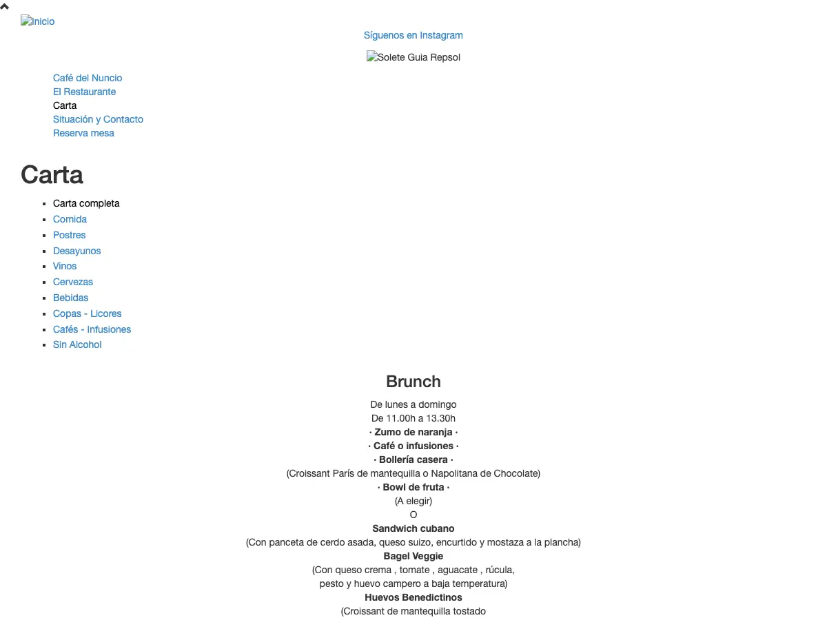 Café del Nuncio's website
