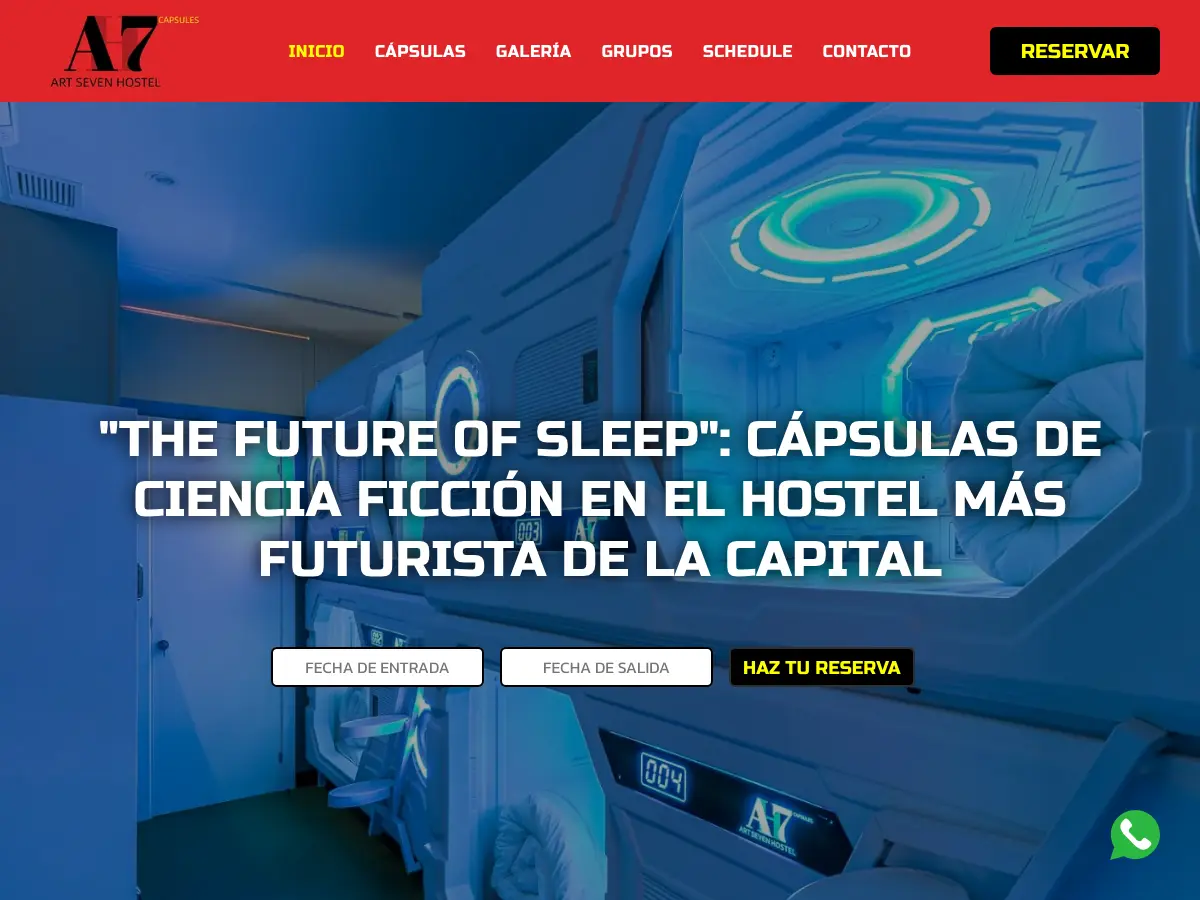 ArtSeven Hostel's website