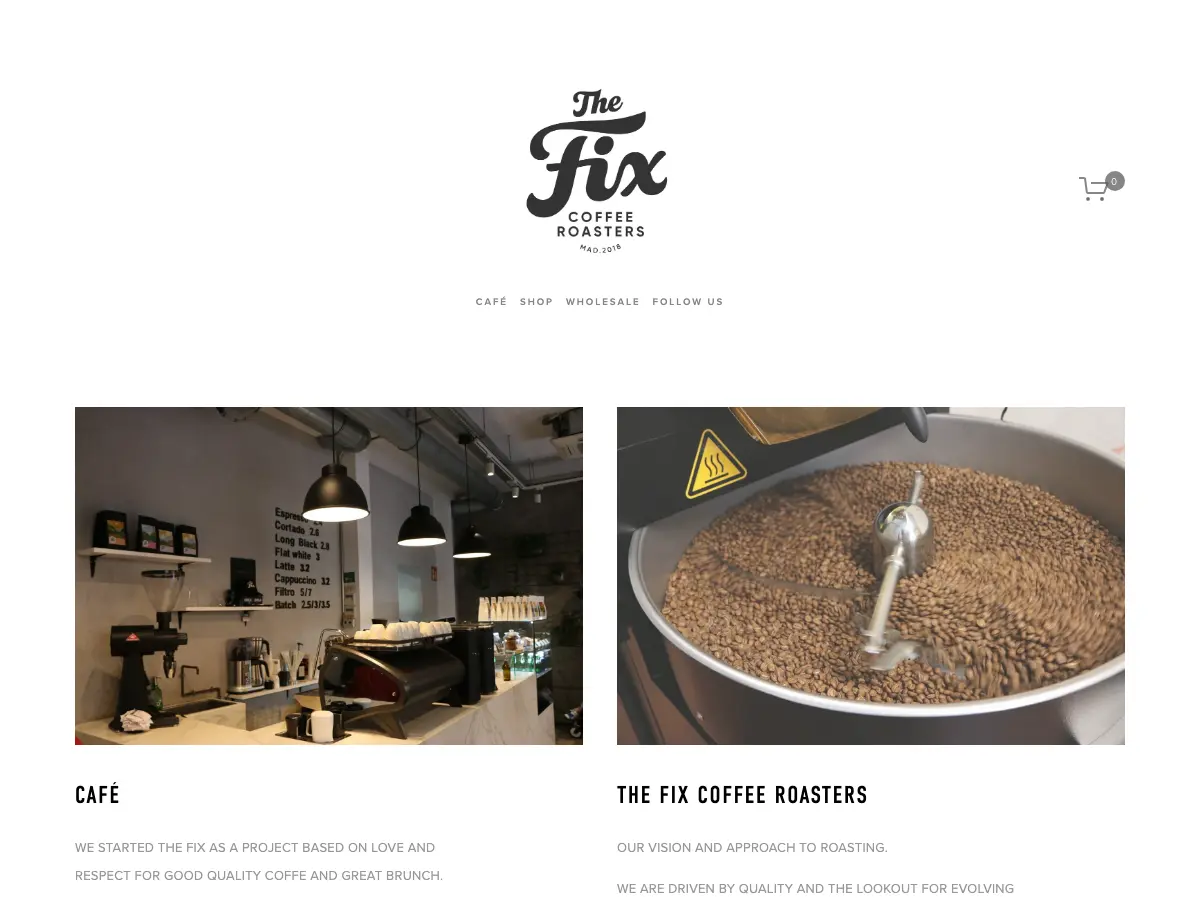 The Fix Specialty Coffee's website