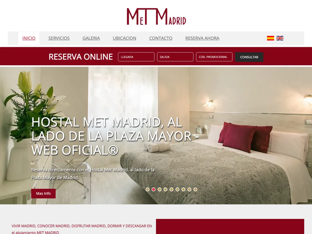 Hostal Met Madrid's website