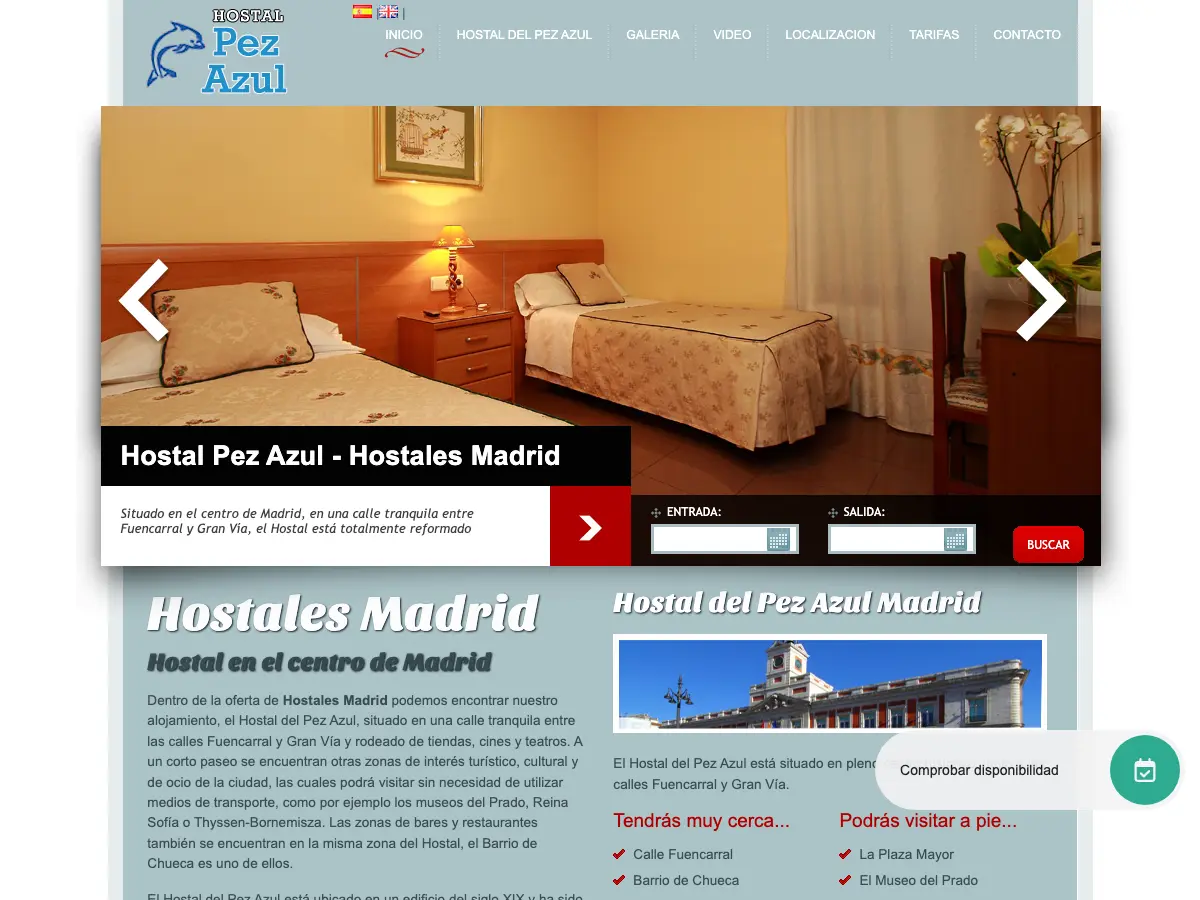 Hostal Del Pez Azul's website