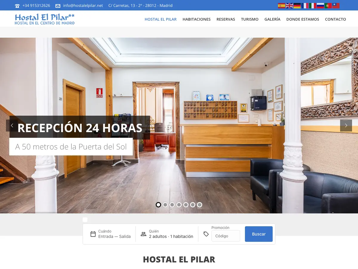 Hostal El Pilar's website