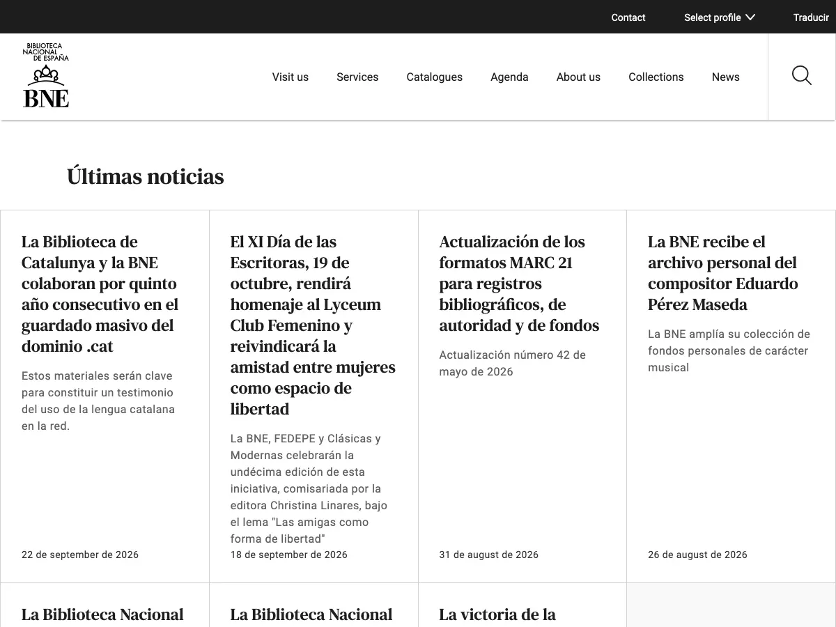 Biblioteca Nacional de España's website