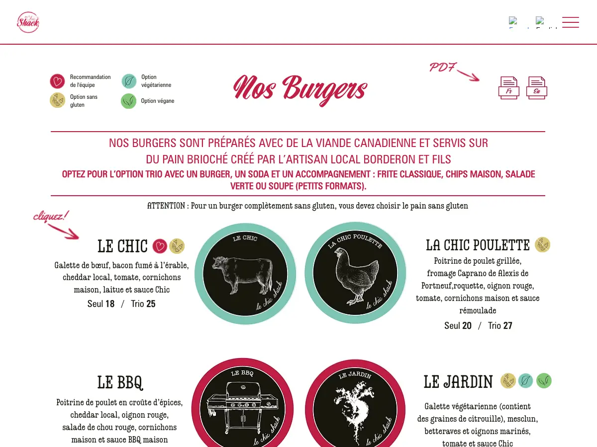 Le Chic Shack's website