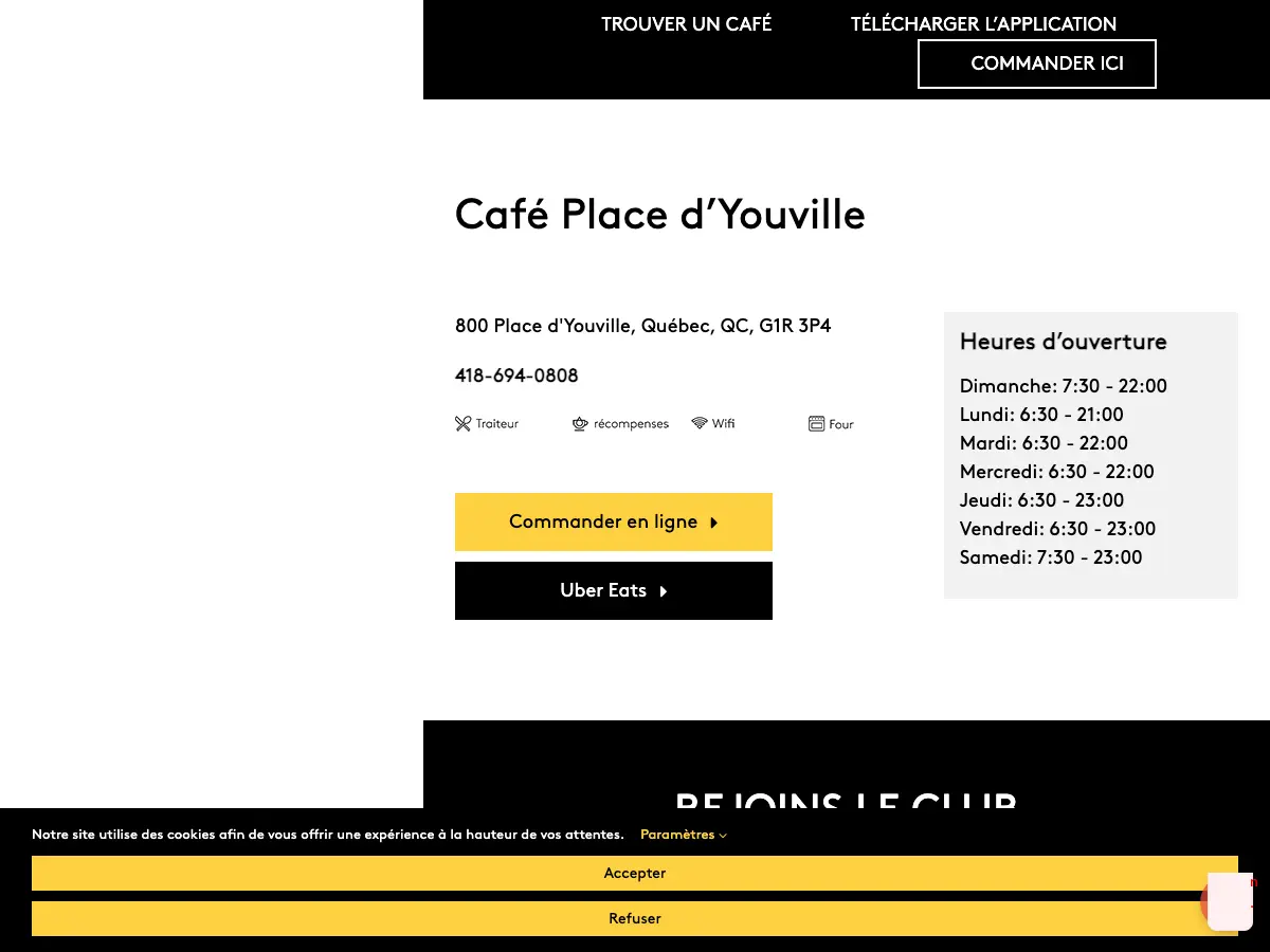 Second Cup Café's website
