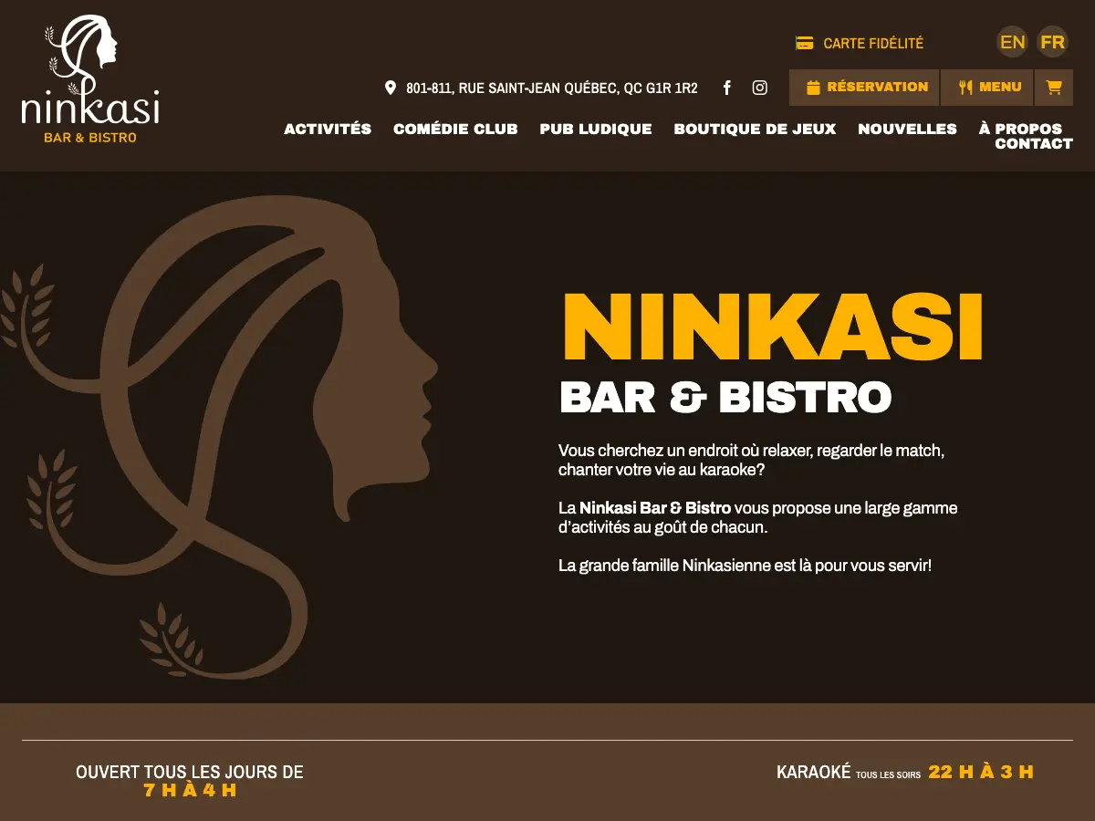 Ninkasi Bar & Bistro's website