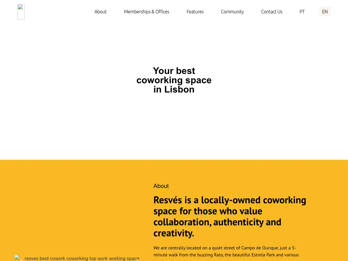 Resves Coworking Space's website