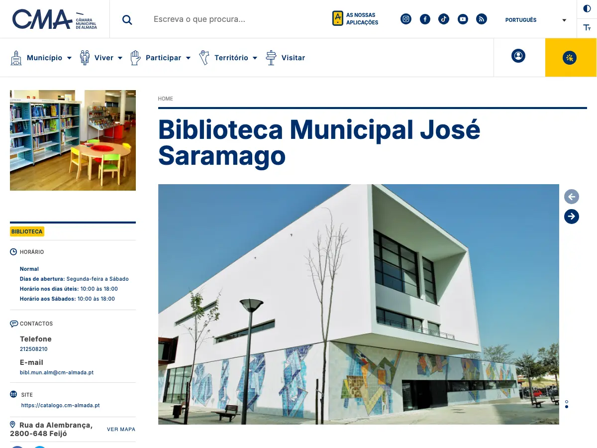 Municipal Library José Saramago's website