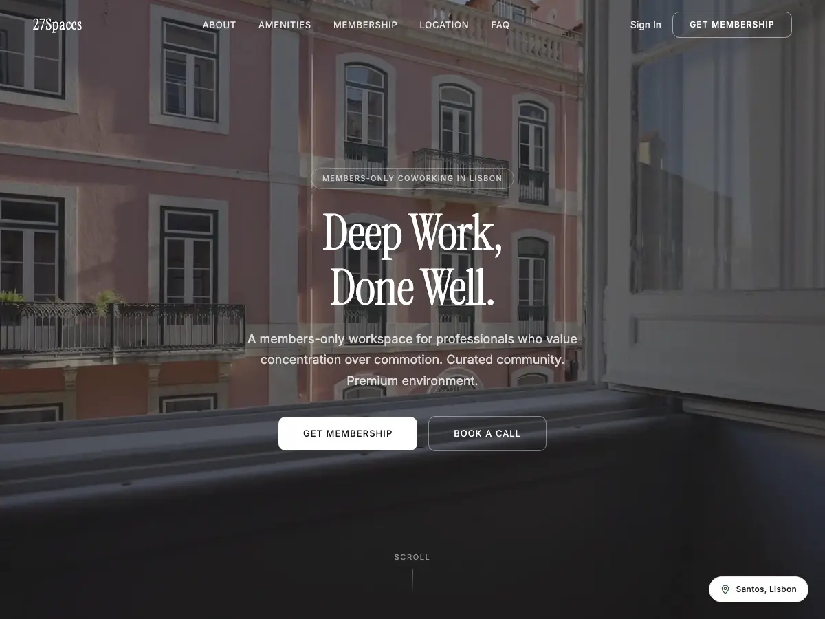 27 Spaces - Lisbon's website