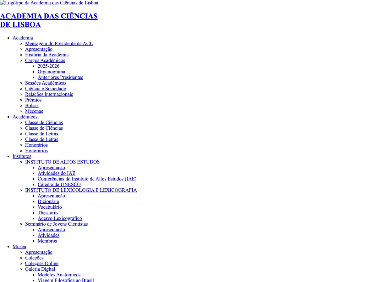 Biblioteca da Academia das Ciências's website