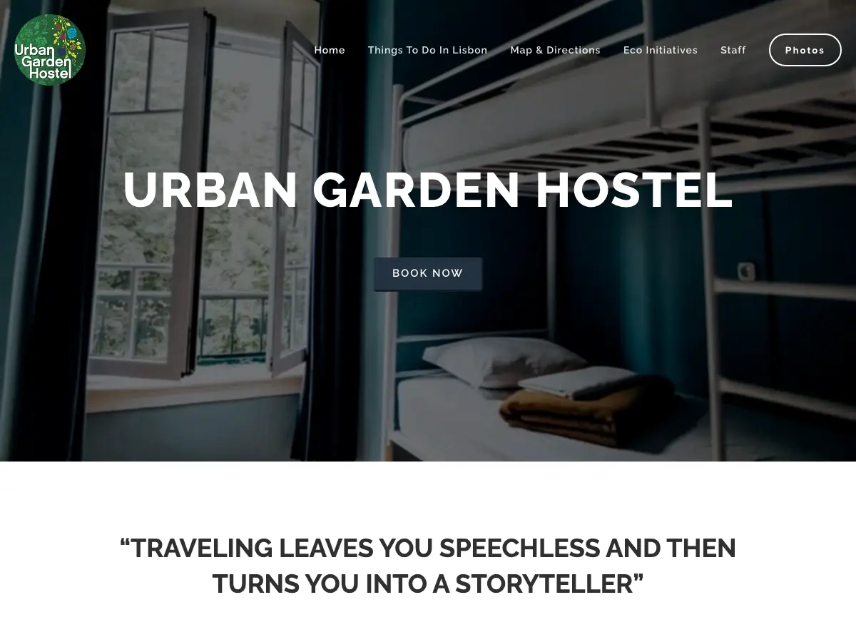 Urban Garden Hostel's website