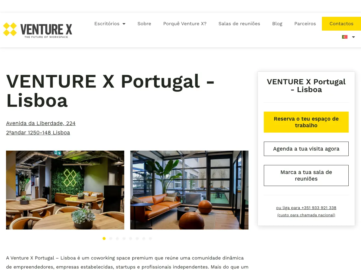 Venture X Portugal's website