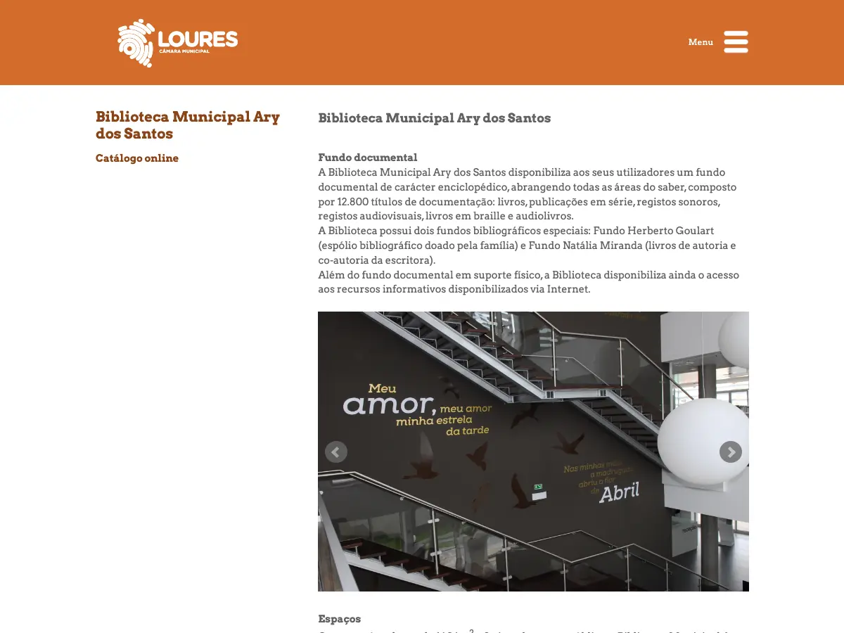 Municipal Library Ary dos Santos's website