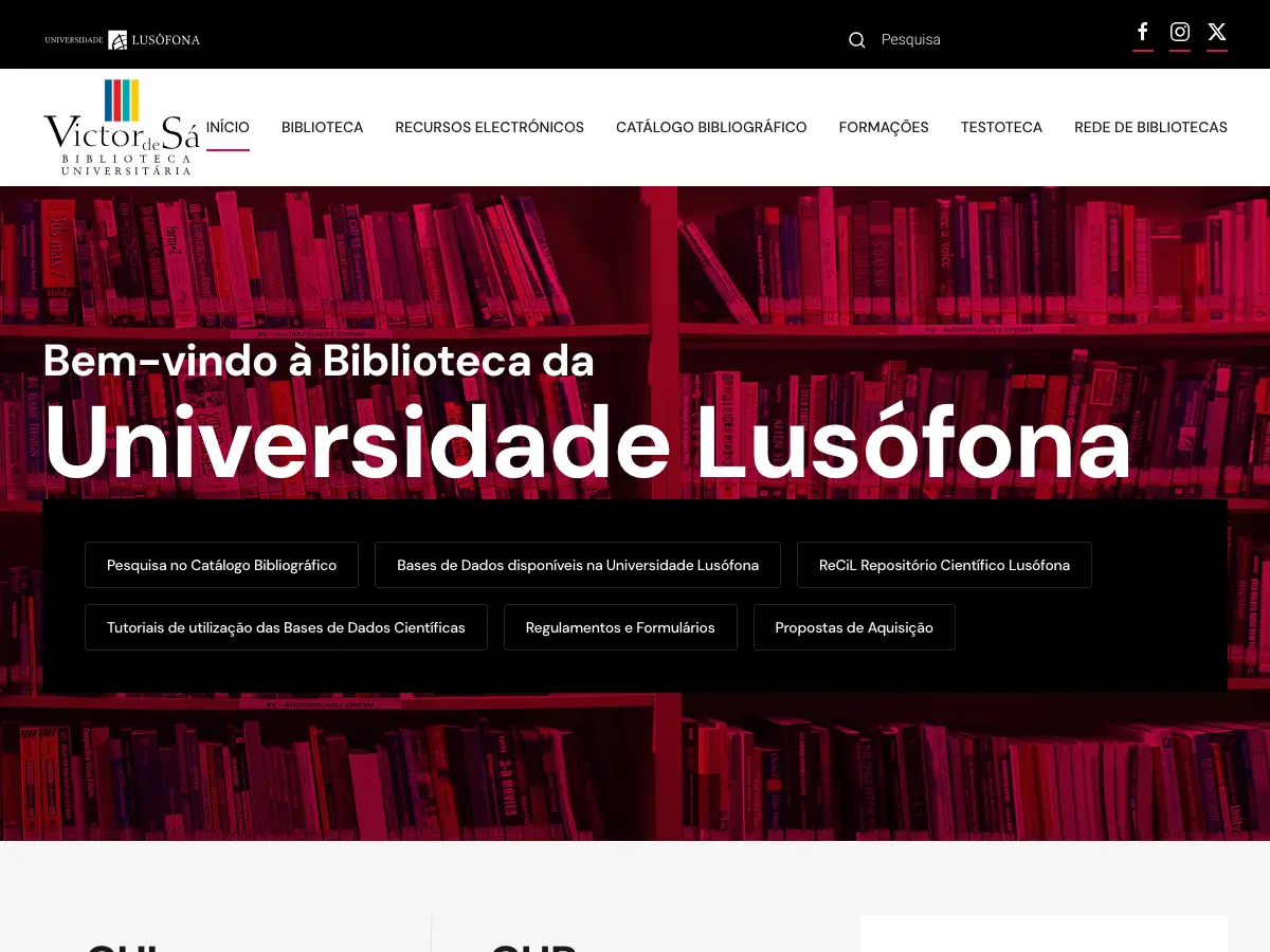 Biblioteca Vítor de Sá - Universidade Lusófona's website