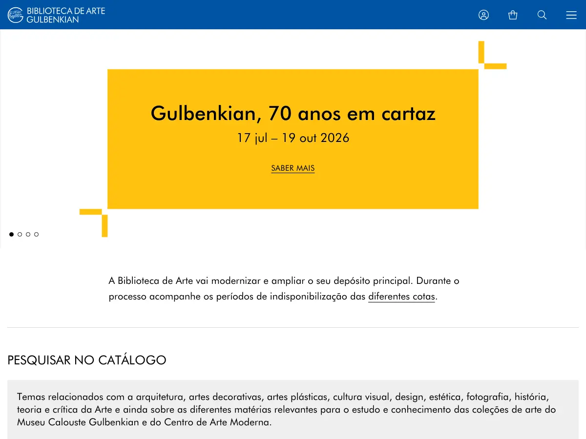 Biblioteca de Arte Gulbenkian's website