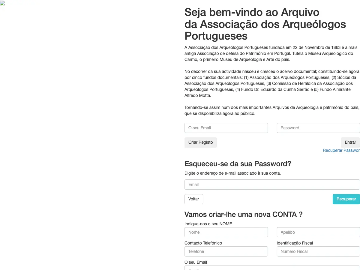 Arquivo da Associação dos Arqueólogos Portugueses's website