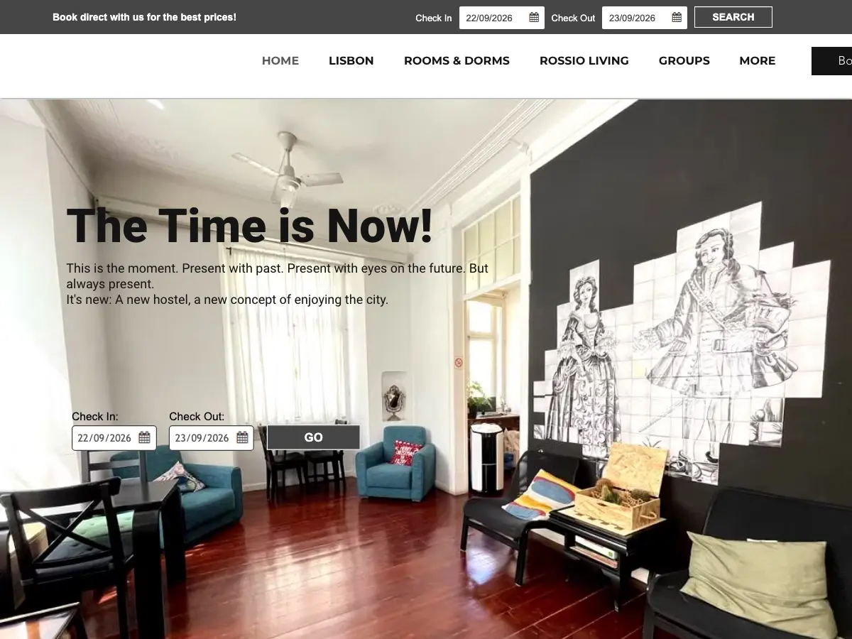 Rossio Hostel's website