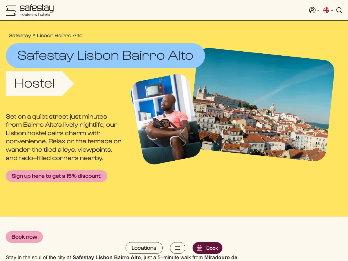 Safestay Lisbon Bairro Alto's website