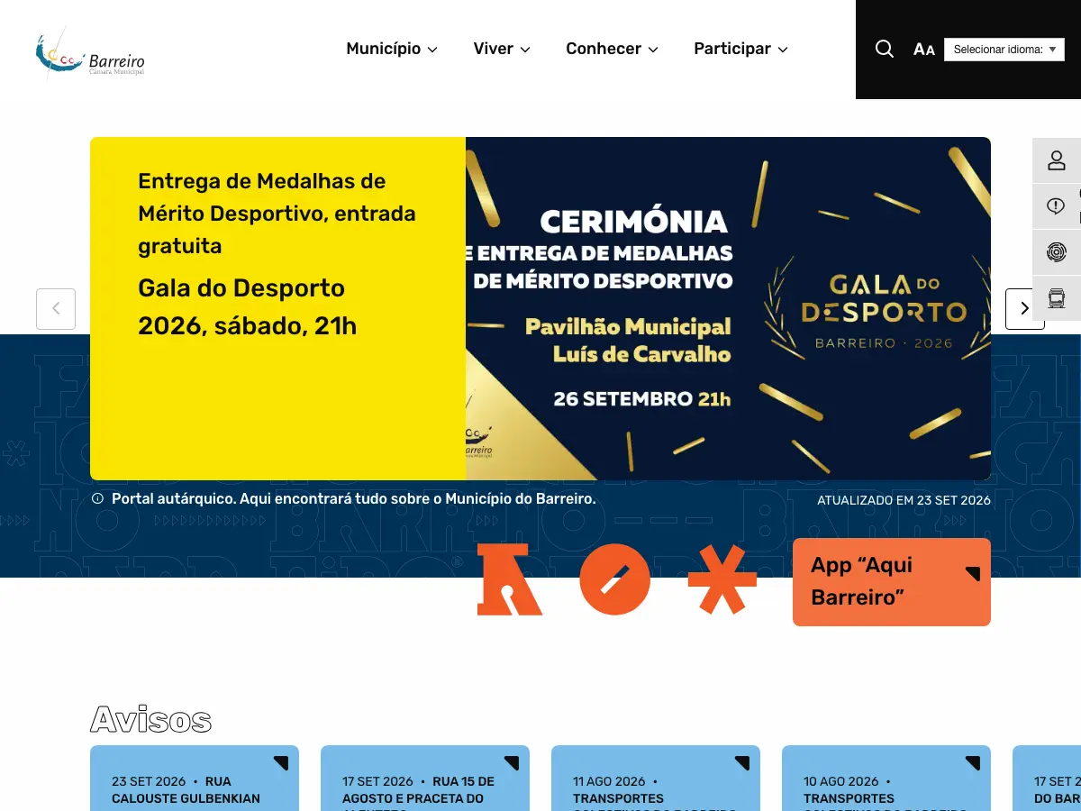 Biblioteca Municipal do Barreiro's website