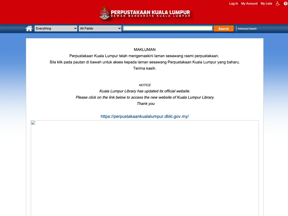 Perpustakaan Kuala Lumpur's website