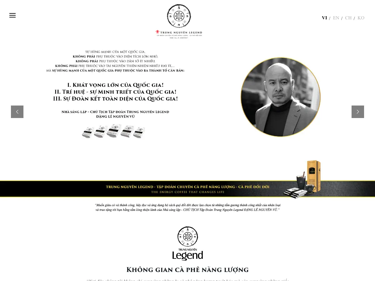 Trung Nguyên Legend Café's website