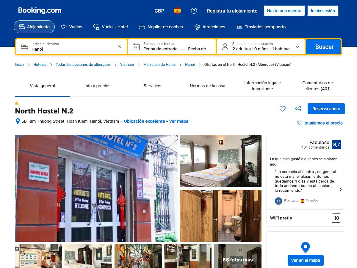 North Hostel N.2's website