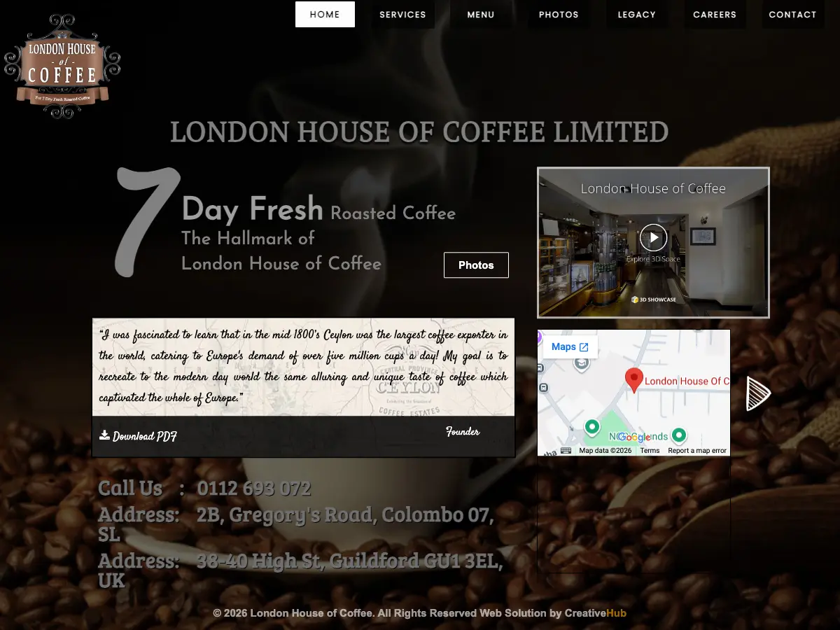 London House of Coffee's website