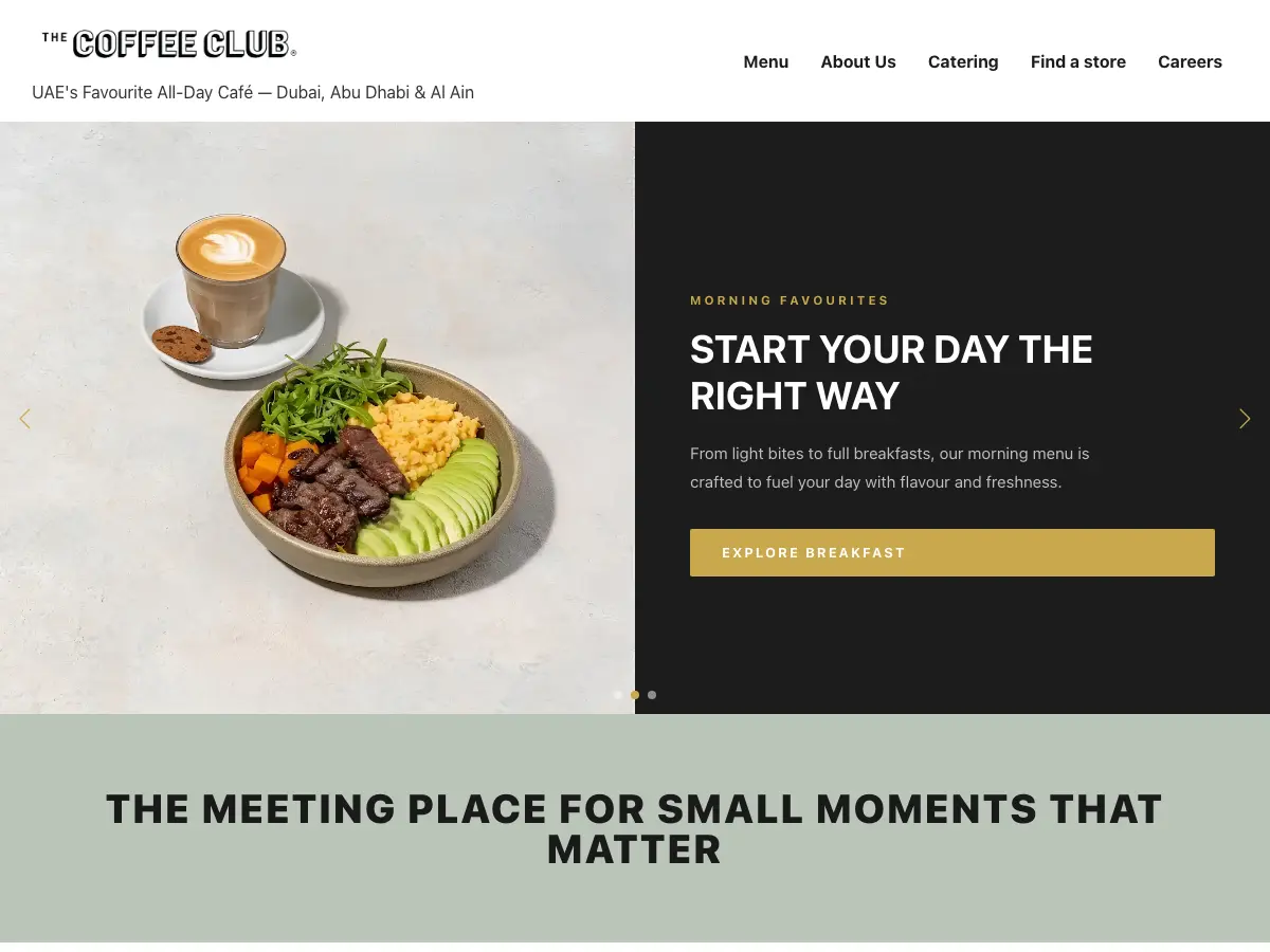 The Coffee Club - Springs Souk's website