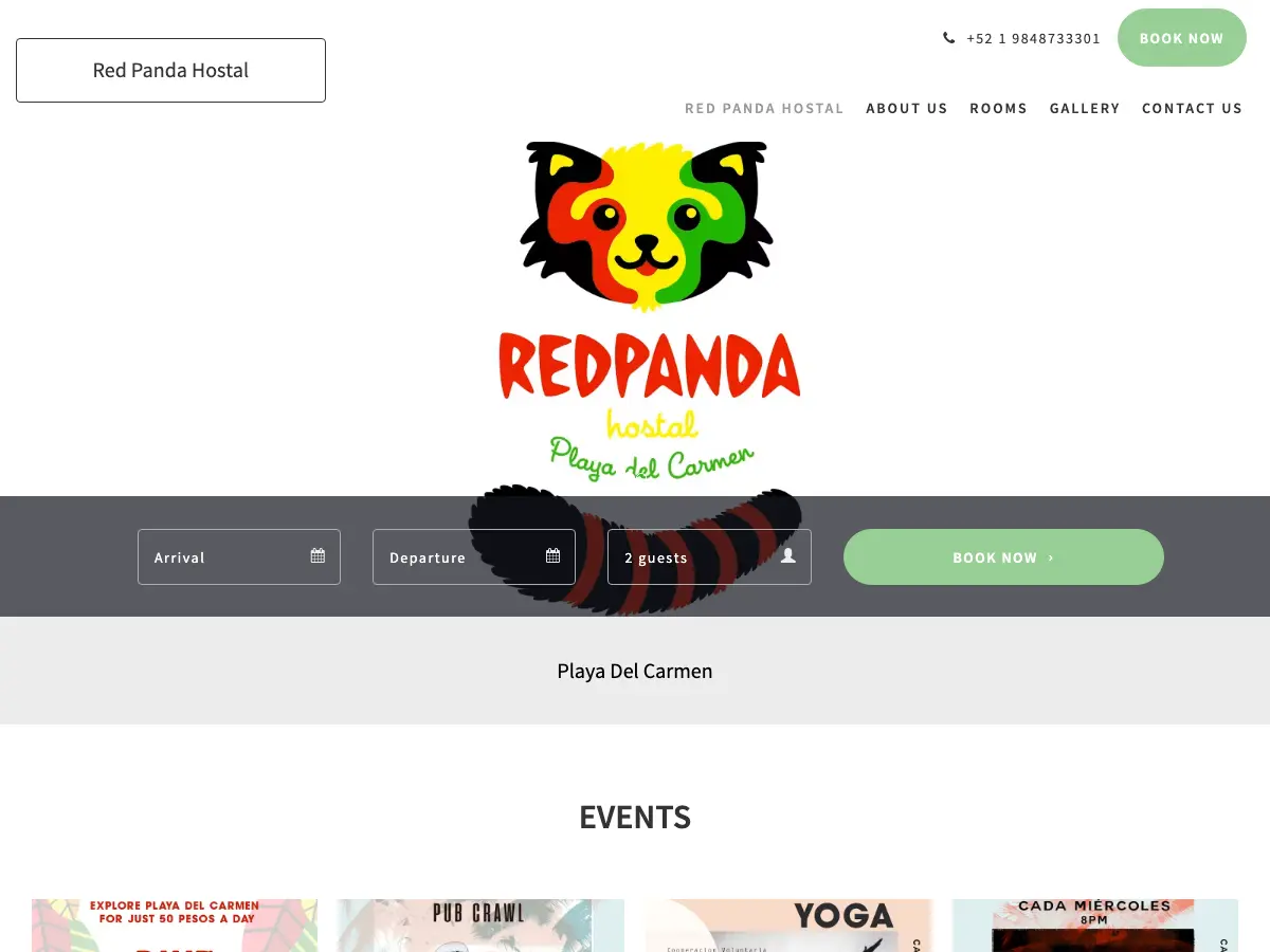 Red Panda Hostal's website