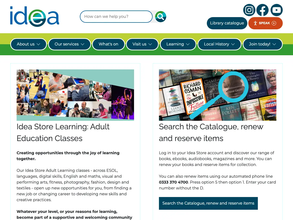 Cubitt Town Library's website