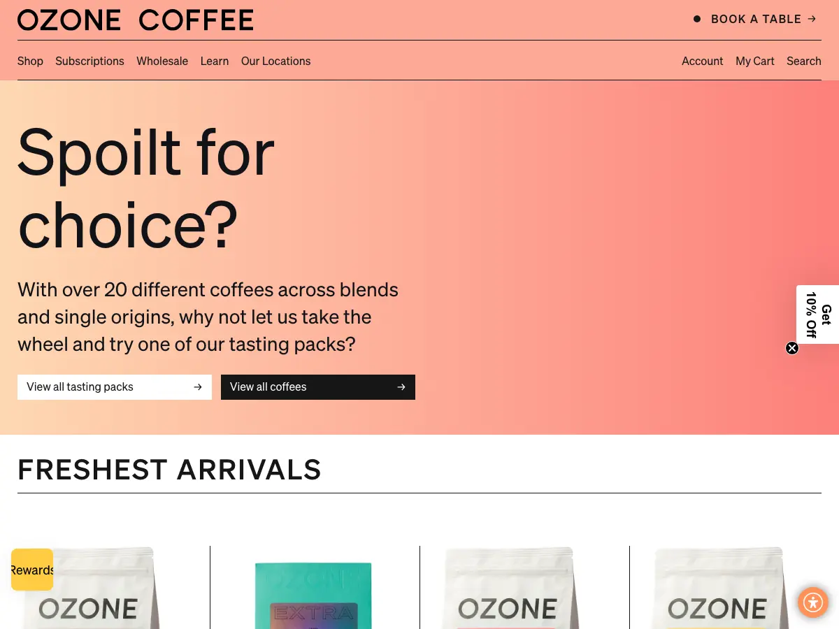 Ozone Coffee Roasters's website