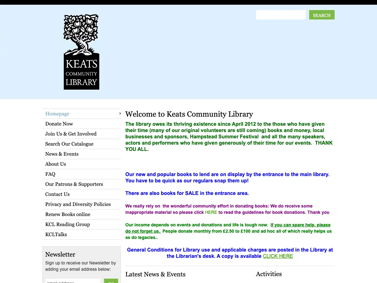Keats Community Library's website