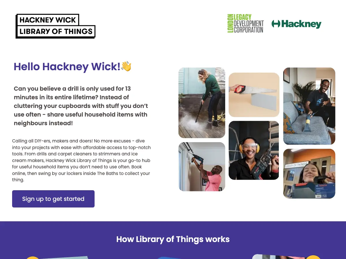 Hackney Wick Library of Things's website
