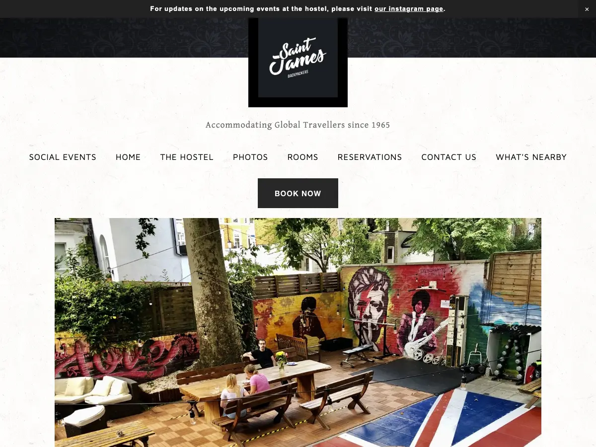 Saint James Backpackers's website