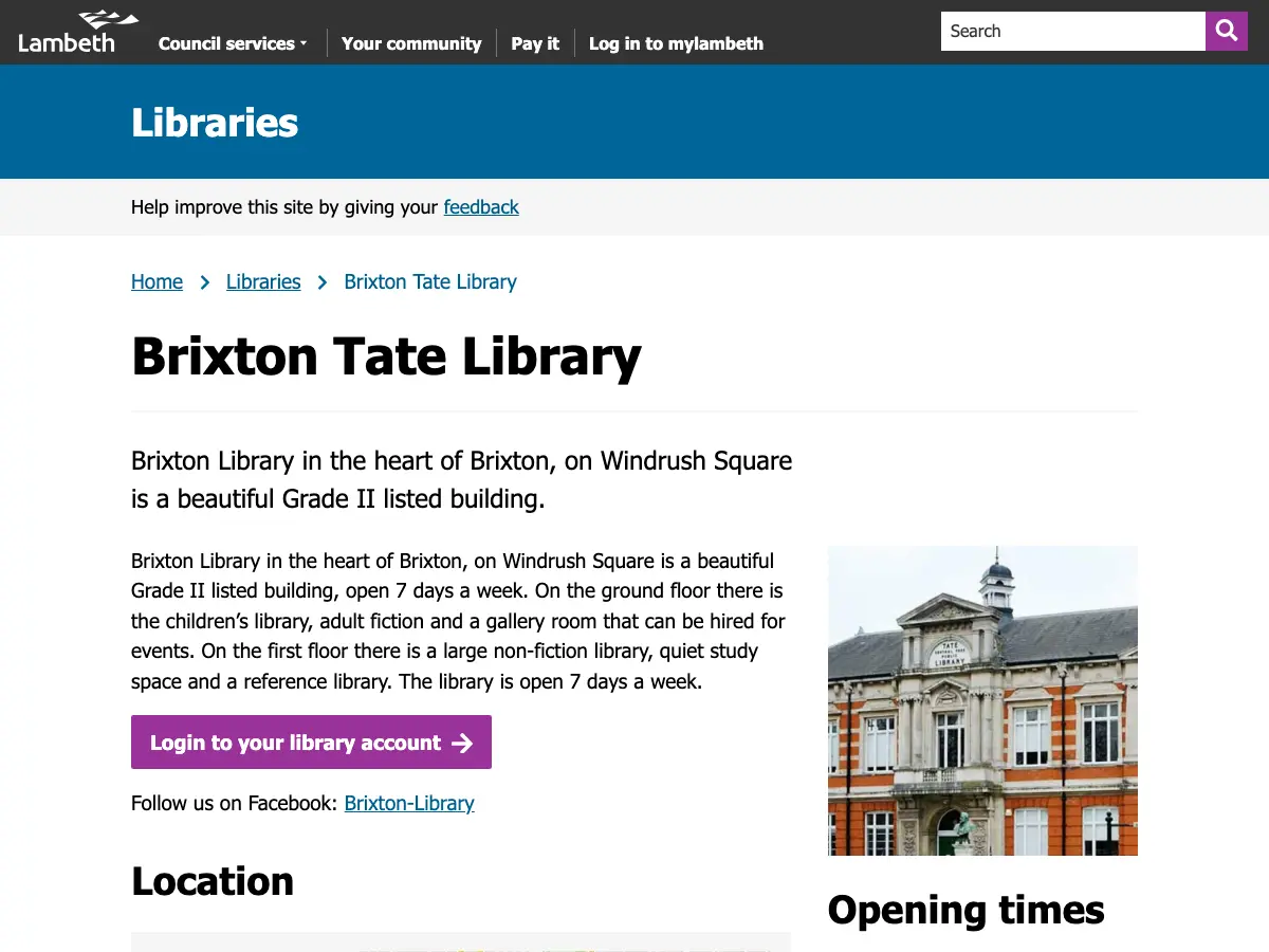 Tate Central Free Public Library's website