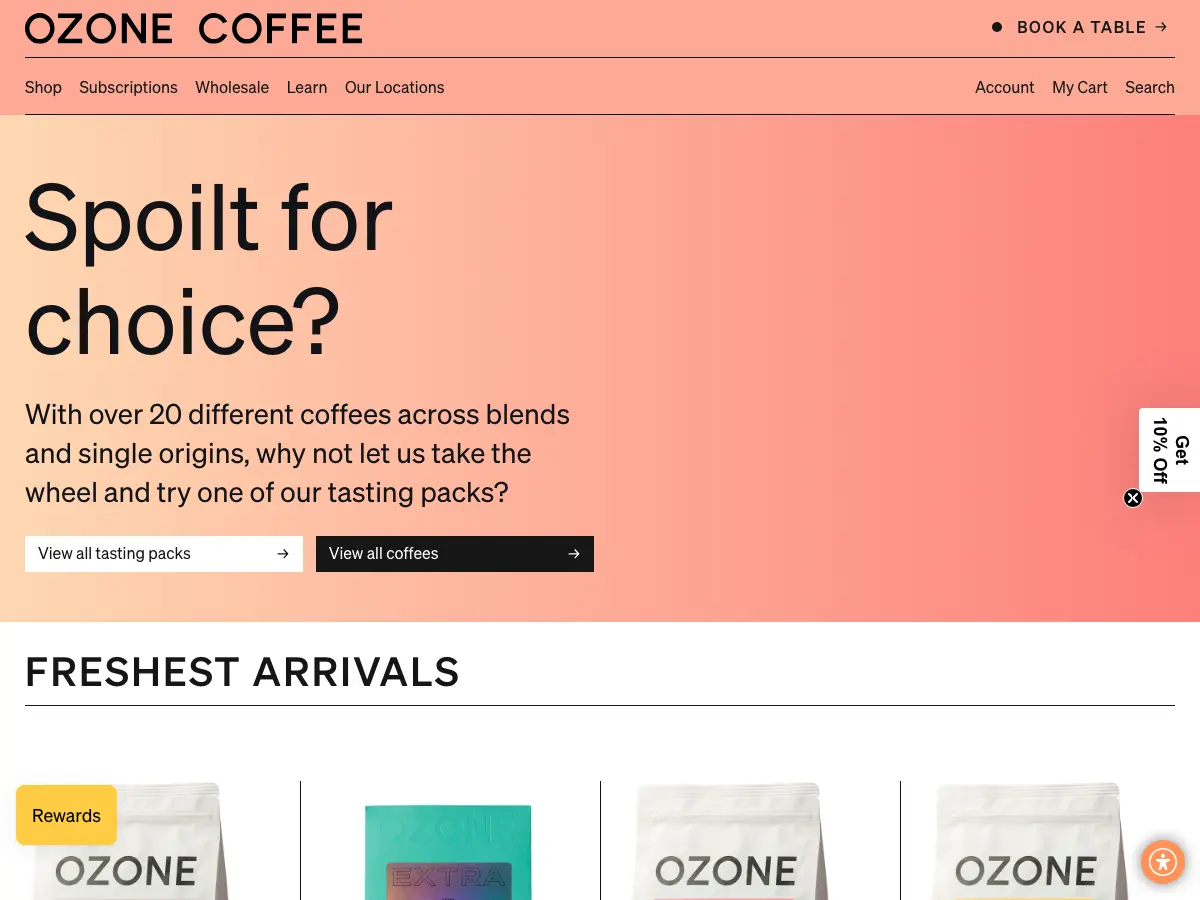 Ozone Coffee's website