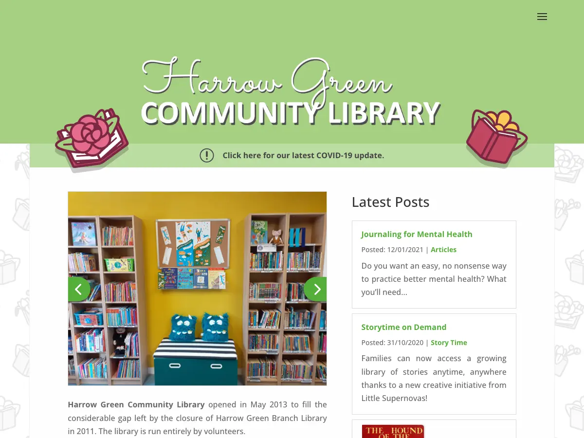 Harrow Green Community Library's website